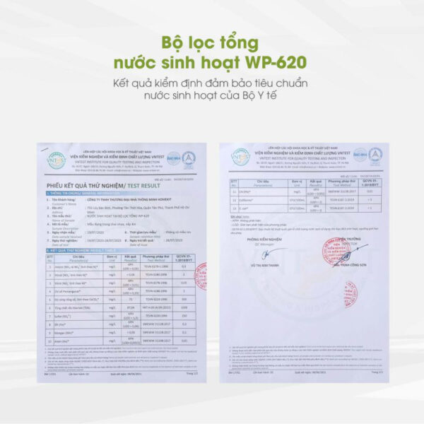 Giấy kiểm định chất lượng sản phẩm bộ lọc tổng nước sinh hoạt I 948