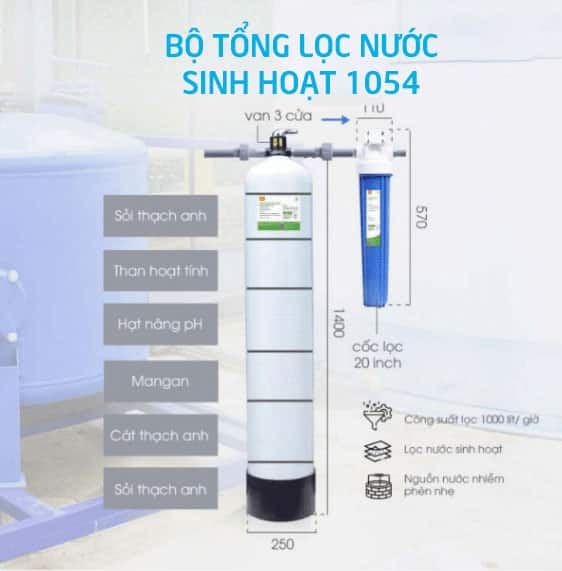 Bộ lọc tổng nước sinh hoạt 1054