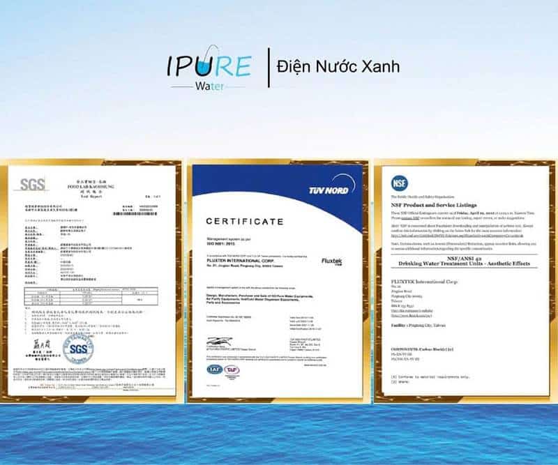 Giấy chứng nhận Ipure Water