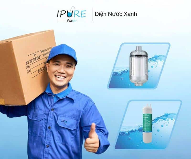 Nhân viên giao hàng linh kiện lọc nước giá sỉ